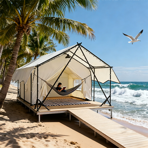 Tente de Glamping Safari Double Couche Semi-Permanente de Luxe, Imperméable et Ignifuge, Idéale pour Hôtels de Luxe et Aventures de <span class=keywords><strong>Camping</strong></span> en Plein Air - Offre Spéciale - Product Image 4