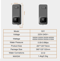 Chauffe-eau intelligent mini de haute qualité CE CB EMC 3,5 kW avec télécommande pour douche et bain