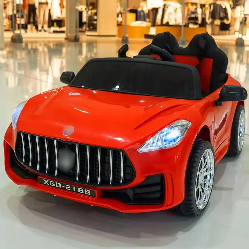 Лидер продаж, Детский Электрический автомобиль С четырехколесным пультом дистанционного управления, детский игрушечный автомобиль, может сидеть в двойном автомобиле для взрослых и детей