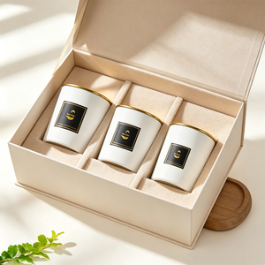 Frasco de Vidrio para Velas de Aromaterapia con Tapa de Bambú, Recipiente Blanco Mate para Velas de Cera de Soja, Fragancia para el Hogar, Venta al por Mayor - Product Image 3