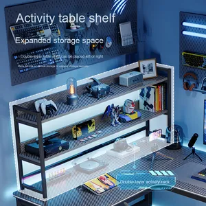 <span class=keywords><strong>Bureau</strong></span> d'ordinateur d'<span class=keywords><strong>angle</strong></span> moderne avec étagère Bibliothèque E-Sports Double <span class=keywords><strong>bureau</strong></span> Chambre <span class=keywords><strong>Bureau</strong></span> en forme de L pour la maison Table d'ordinateur en bois - Product Image 6