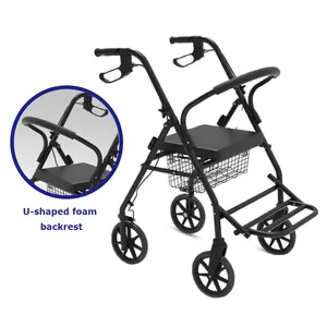 Nhôm Giao thông vận tải ghế xe lăn rollator với footrest phục hồi chức năng Walker người lớn điều dưỡng ghế