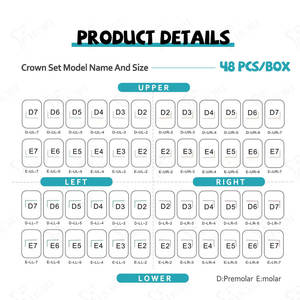 Coronas Dentales Pediátricas de Acero Inoxidable, Paquete de Recarga de Coronas Metálicas Preformadas para Dientes Deciduos de Niños, Equipo de Terapia Oral - Product Image 3