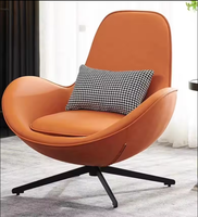 Fauteuil de loisirs moderne en tissu et similicuir PU à dossier haut, pivotant, avec base métallique, idéal pour appartement, salon, hôtel, bureau, hall d'attente