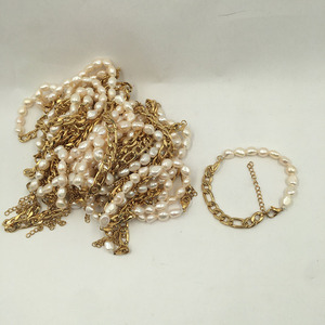 100% Nature Freshwater <strong>Pearl</strong> <strong>Bracelet</strong> , 6.5-9.5 mm Baroque <strong>Pearl</strong> <strong>Bracelet</strong> Mixed With Stainless Steel Chain ,18k <strong>Gold</strong> Plating - Product Image 4