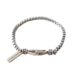 S925 Sterling Silver <b>Box</b> Chain Bracelet With <b>Lock</b> Charm Minimalist Design For Women Everyday Wear - Product Image 5