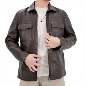 Veste d'hiver en cuir pour homme, couleur unie, fabrication en usine, personnalisez votre propre produit, veste en cuir pour homme en vente - Product Image 1