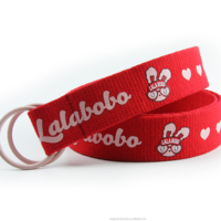 Logo personnalisé Rouge Polyester/Coton Tricoté Décontracté Boucle en Alliage Double Anneau en D Web Ceinture Tressée Imprimée Colorée