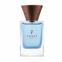 Flacon de parfum rectangulaire élégant à marque privée avec couvercle en bois naturel 30ml 50ml 100ml Surface transparente Pompe à brume fine vide