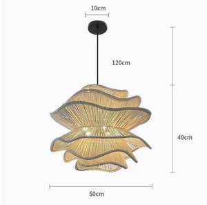 Lampe suspendue en osier tissé naturel écologique Ascial, faite à la main, style bohème, en rotin et bambou, pour restaurant - Product Image 5