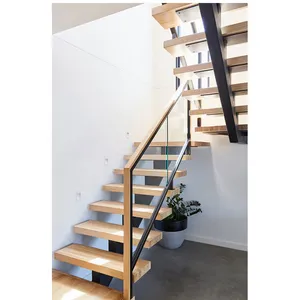 Moderne treppen innen u form stahl holz gerade treppe design
