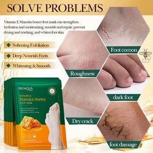 Mascarillas Hidratantes <span class=keywords><strong>para</strong></span> <span class=keywords><strong>Pies</strong></span> <span class=keywords><strong>BIOAQUA</strong></span> de Marca Privada con Vitamina E Orgánica y Miel de Manuka, Reparación Multiefectos y Nutrición - Product Image 6