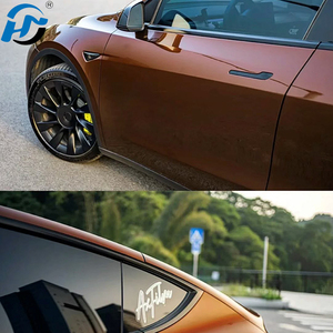 Fábrica al por mayor HD brillante líquido metálico marrón PET TPU envoltura de <span class=keywords><strong>coche</strong></span> <span class=keywords><strong>vinilo</strong></span> polimérico un rollo completo 1.52X1 8M/5X60FT pegatinas de <span class=keywords><strong>coche</strong></span> - Product Image 5