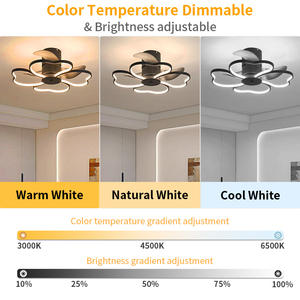 Ventilateur de plafond encastré silencieux à commande intelligente moderne, 6 vitesses de vent, lumière LED fine intelligente, électrique, hôtel, extérieur, chambre à coucher, métal - Product Image 3