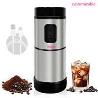 Moulin à café électrique 2-en-1, machine à expresso, rechargeable par USB, en acier inoxydable 304, portable pour les voyages et le camping