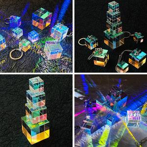 Cube prismatique en verre optique à six faces, blanc brillant et coloré, pour la combinaison de lumières et la création de vitraux - Product Image 5