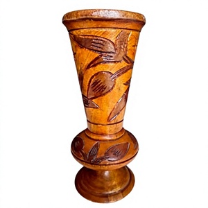 Vase de table en bois fait main, design minimaliste, matériau naturel écologique, diamètre 4-6 pouces, porte-fleurs décoratif - Product Image 6