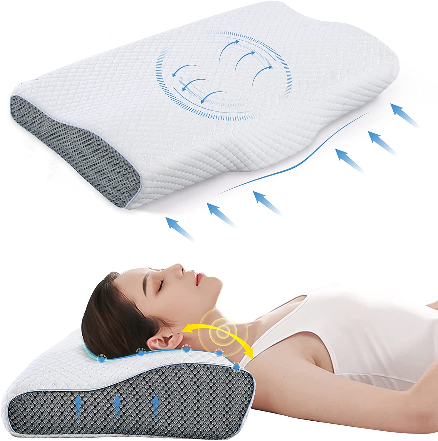 Ортопедическая подушка для сна из пены с эффектом памяти, эргономичная подушка для шейного отдела позвоночника, для сна сбоку