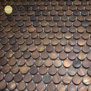 Di alta qualità Penny Round di rame antico in metallo mosaico di <span class=keywords><strong>piastrelle</strong></span> di Design elegante per parete interna pavimento soggiorno Villa Hotel arredamento - Product Image 2
