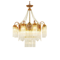Lustre moderne en cristal de luxe avec lumière chaude 3000K, installation facile, hauteur réglable pour usage domestique et commercial