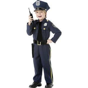 Costume d'officier policier <span class=keywords><strong>shérif</strong></span> enfant Halloween 8 pièces tenues <span class=keywords><strong>de</strong></span> jour <span class=keywords><strong>de</strong></span> carrière pour enfants garçons comprend robes pantalons menottes - Product Image 1