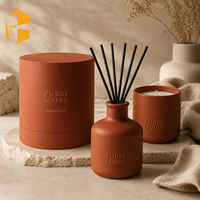 Ensemble cadeau diffuseur de parfum et bougie en céramique terracotta mate FUBEI LIVING avec boîte pour la décoration de la maison, ensemble de pots à bougies en céramique