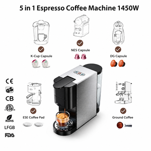 Cafetera Espresso 5 en 1 Compatible con Nespresso, <span class=keywords><strong>Dolce</strong></span> <span class=keywords><strong>Gusto</strong></span>, K-Cup, Cápsulas ESE y Café Molido - Product Image 6