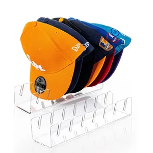 Op Maat Gemaakte Heldere Acryl Tafelhoed Display Rekken Voor Baseball Caps Met 7 Slots