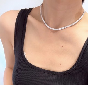 Collar de tenis de oro macizo de 10K con 20 puntos de diamantes CVD cultivados en laboratorio, cadena de tenis con diamantes creados en laboratorio de piedra completa al por mayor - Product Image 2