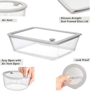 Lot de 4 récipients alimentaires en verre micro-ondables avec couvercles pour la cuisine et le camping, compatibles lave-vaisselle, écologiques, design imprimé - Product Image 2