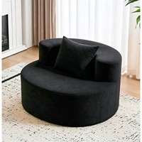 Chaise longue surdimensionnée moderne de 55 pouces en chenille, siège profond, dossier ergonomique, accoudoirs carrés, salon, chambre à coucher, beige