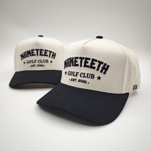 Two Tone 5 Panel Baseball Cap Custom Embroidery Logo Low MOQ OEM Hip Hop Street Culture Fashionable Slouchy Fit <b>Hat</b> - Product Image 2