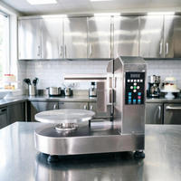 Machine à glacer les gâteaux entièrement automatique professionnelle 4-14 pouces argentée pour boulangerie, petite entreprise, gâteaux d'anniversaire et de mariage, et application de crème