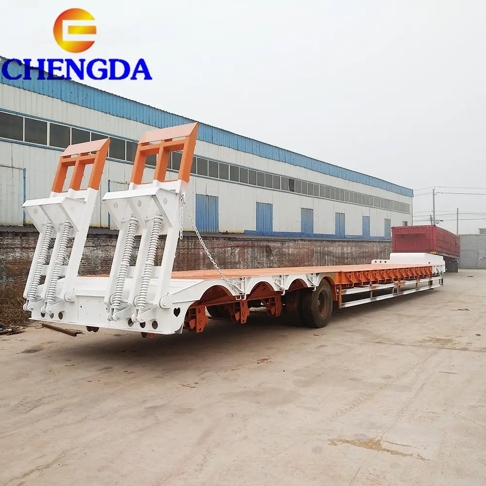 China manufacturer 3 axles 60T low bed Lowboy low loader drop deck trailer truck