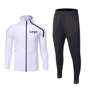 Survêtement de sport Slim pour hommes, ensemble Sweat-shirt à capuche, avec fermeture éclair, Design personnalisé, sans Logo,