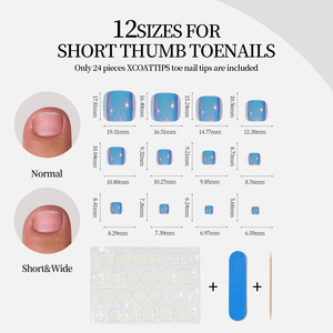 Misscheering 24PCs Aurora Nail Art Tips Short Square Matte Clear Soft Artificial Electroplated Toe Press en <span class=keywords><strong>uñas</strong></span> acrílicas en caja - Product Image 5