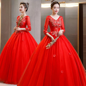 Purple V-neck Tulle Prom Dress With Lace Applique Empire Waist Long Sleeve Ball Gown For Women Plus Size Evening Wear - Product Image 2