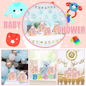 Llavero de aleación de zinc DAMAI con diseño de biberón y pies de bebé rosas, set de recuerdos para baby shower, bolsas de organza, regalo para fiesta de revelación de género - Product Image 6