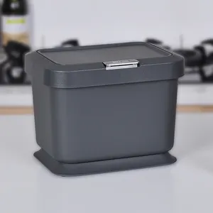 5 liter square trash bin plastic manual push button waste can tabletop kitchen trash collection container