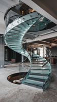 Escalier incurvé Tanlong, design moderne d'escalier en verre, garde-corps en verre sans cadre