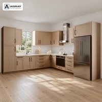 Armoires de cuisine sur mesure en bois massif, design Shaker, aménagement en L, boîtes d'armoires en MDF et tiroirs à fermeture amortie