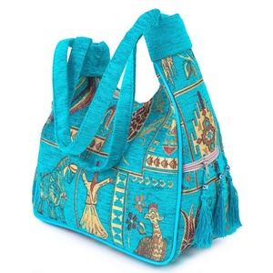 Bolso Turco Auténtico con Borlas, Tela Color Turquesa y Patrón <span class=keywords><strong>de</strong></span> Símbolo Turco... Desde <span class=keywords><strong>Turquía</strong></span> - Product Image 1