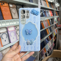 Casing HP iPhone 17 Pro Candy Two in One Glossy Bowknot Charm Bermotif Bunga Putih Kristal Cantik Grosir Pabrik