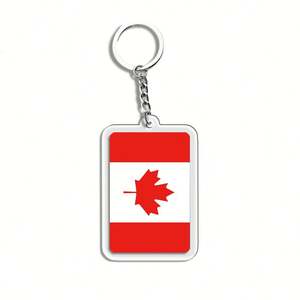 Porte-clés Souvenir Drapeau Canadien - Pendentif Rectangulaire en Acrylique Tendance Dessin Animé Personnalisable Cadeau 2026 pour Fans de Football Vente Directe Usine - Product Image 5