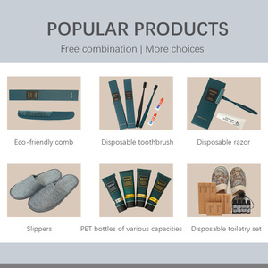 Kit d'articles de toilette jetables personnalisés pour hôtel, ensemble complet pour l'hôtellerie avec pantoufles <span class=keywords><strong>et</strong></span> shampoing pour gîtes <span class=keywords><strong>et</strong></span> spas - Product Image 6