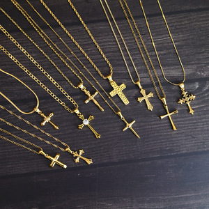 Collier pendentif croix clouté diamant mode or Accessoires de bijouterie DIY Collier croix pendentif charmant pour hommes et femmes - Product Image 4