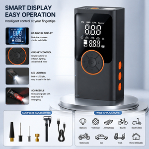 OEM ODM Portable Tire Inflator Air Compressor 150PSI Digital Display Auto Stop Tire <b>Pump</b> Power Bank LED Light for Car Motorcycle - Product Image 3