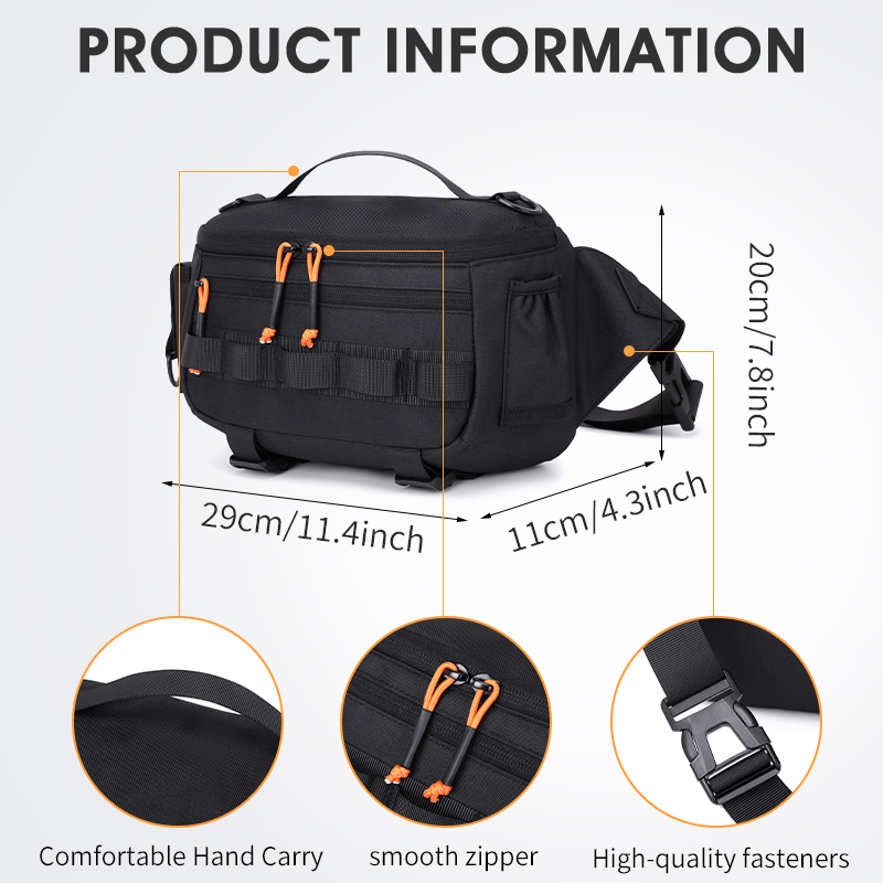 Men's Outdoor Nylon Two-Layer Waist Bag – Multi-Pocket Crossbody & Fishing Lure Pack - View 2