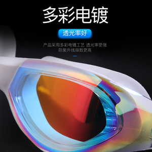 Anti Fog Swimming Goggles Mirror Coated Lens Silicone Universal Adult Swim Glasses High Definition <b>Large</b> <b>Frame</b> - Product Image 3