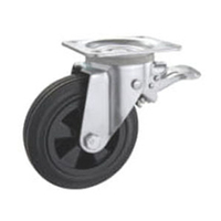 Roues pivotantes à frein pour conteneur de déchets industriel durable, conformes aux normes européennes, avec roulement à billes en caoutchouc